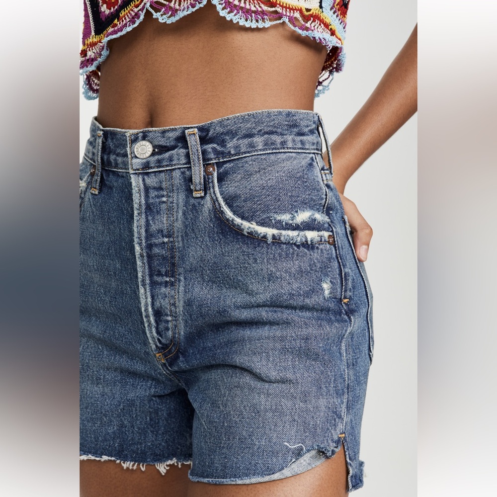 AGOLDE Dee Super High Rise Distress Jean Shorts